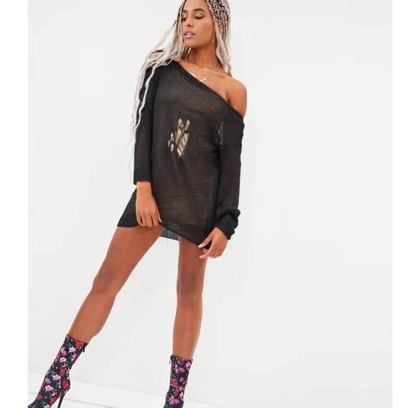 metallic jumper dress